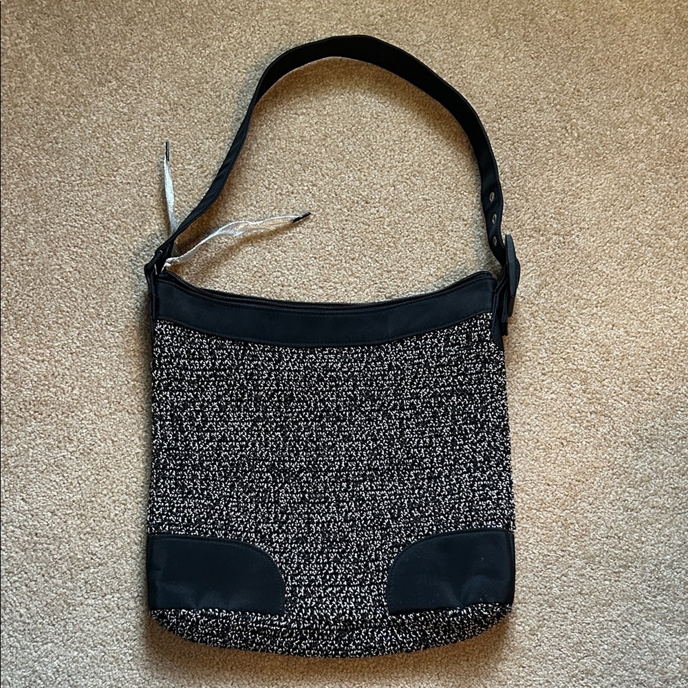 Black and White crochet Shoulder Bag